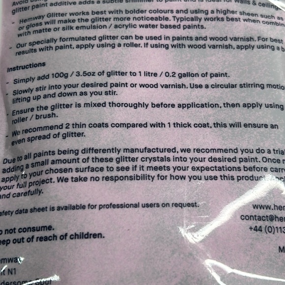 Hemway Pink Holographic Glitter Paint Additive New Sealed Package 100g - Picture 8 of 8